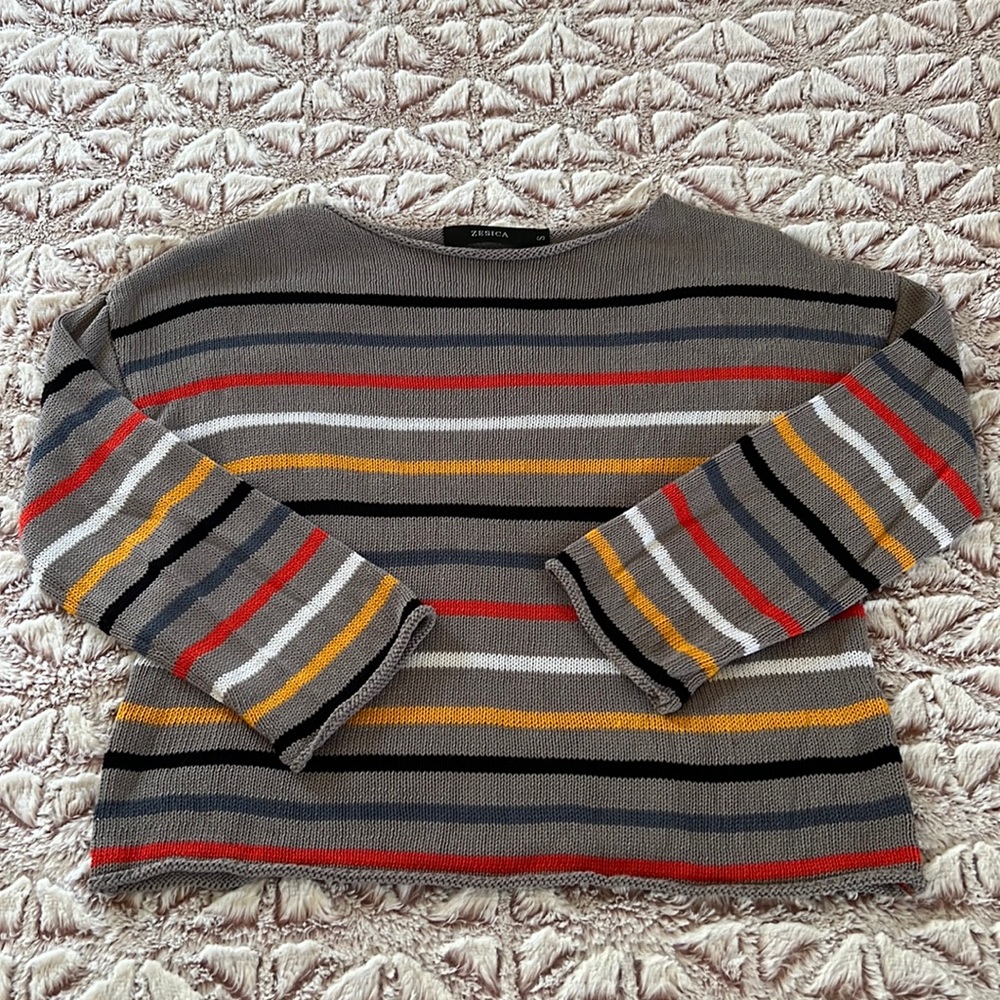 Cropped Grey Knit Sweater